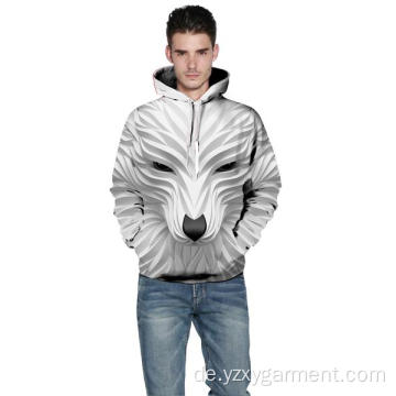 Weißer lächelnder Wolf 3D-Druck Hoodie